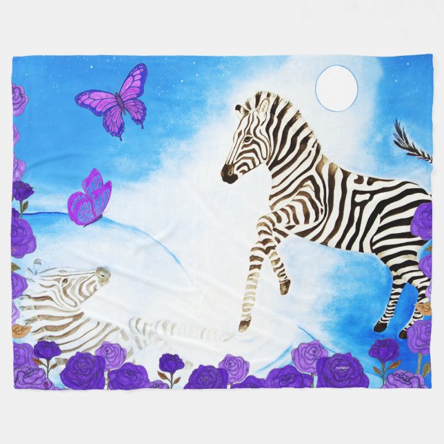 Unique Zebra Fleece Blanket (Front (Horizontal))