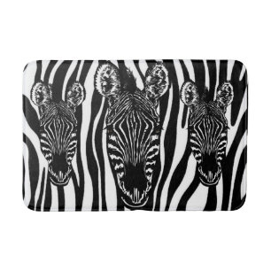 Unique Zebra Head on Zebra Print Bath Mat