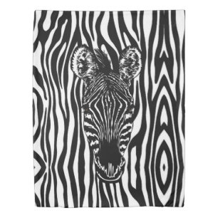 Unique Zebra Head on Zebra Print Duvet Cover
