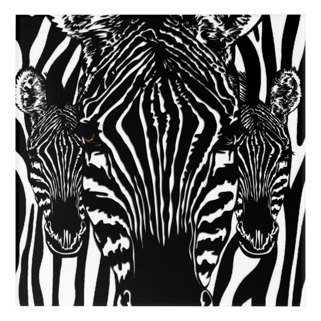 Unique Zebra Head on Zebra Print Fine Art (Front)