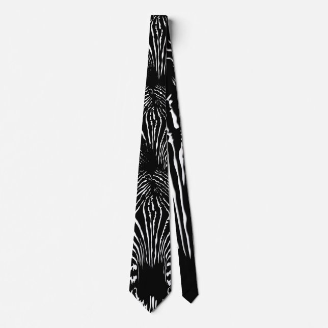 Unique Zebra Head on Zebra Print Neck Tie (Front)