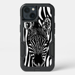 Unique Zebra Head on Zebra Print iPhone 13 Case