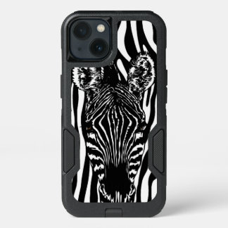 Unique Zebra Head on Zebra Print iPhone 13 Case