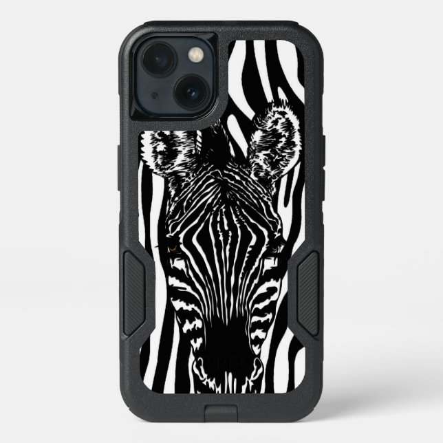 Unique Zebra Head on Zebra Print Otterbox iPhone Case (Back)