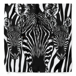 Unique Zebra Heads on Zebra Print Bandana