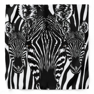Unique Zebra Heads on Zebra Print Bandana