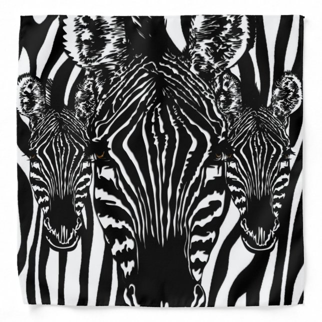 Unique Zebra Heads on Zebra Print Bandana (Front)