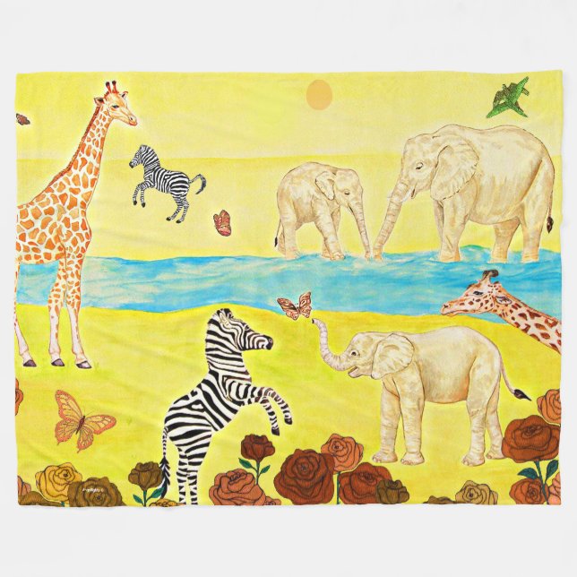 Unique Zebras Fleece Blanket (Front (Horizontal))