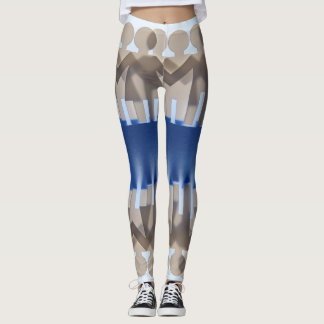 "Unique Zigzag Pattern of Standing People" Leggings