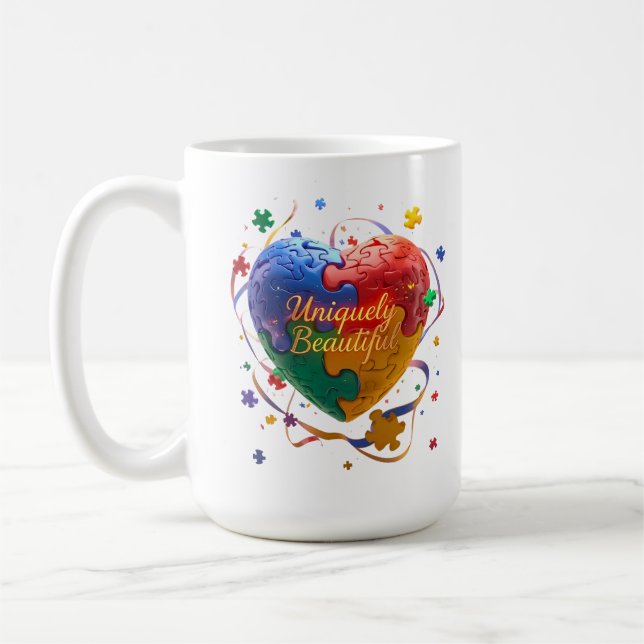 Uniquely Beautiful – Cute Autism Awareness Collect Coffee Mug (Left)