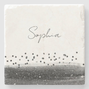Uniquely Black Confetti Sparkle Stone Coaster