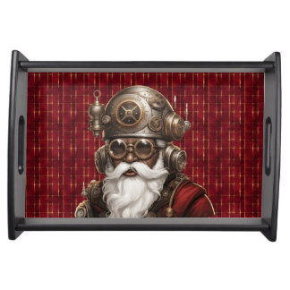 Uniquely Black Steampunk Santa Serving Tray