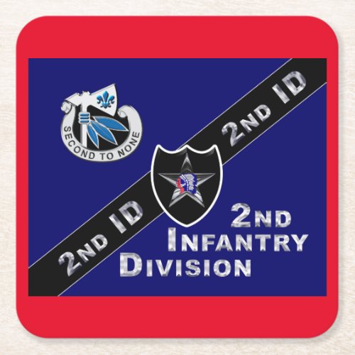 Uniquely Designed 2nd Infantry Division Gift Square Paper Coaster