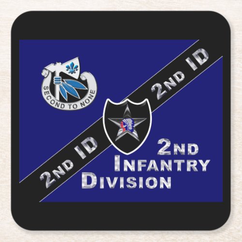 Uniquely Designed 2nd Infantry Division Square Paper Coaster