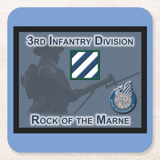 Uniquely Designed 3rd Infantry Division Gift Square Paper Coaster (Front)