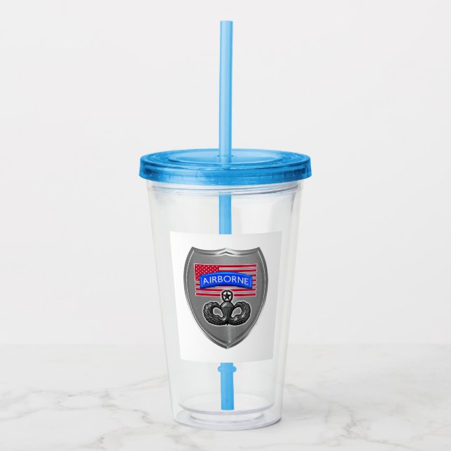 Uniquely Designed Airborne Paratrooper Acrylic Tumbler (Front)