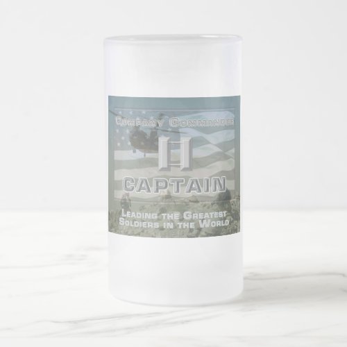 Uniquely Designed Commemorative Company Commander Frosted Glass Beer Mug