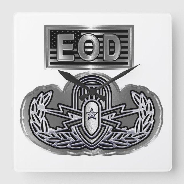 Uniquely Designed Commemorative Senior EOD Square Wall Clock (Front)