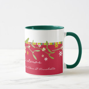 Uniquely designed red christmas thank you mug