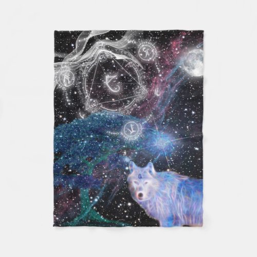 Uniquely Designed Surreal Wolf Art Fleece Blanket