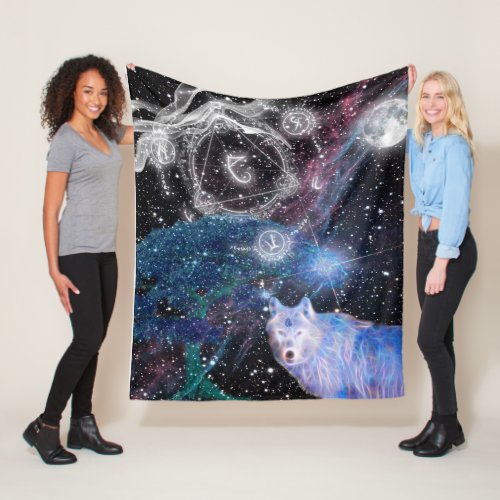 Uniquely Designed Surreal Wolf Art Fleece Blanket