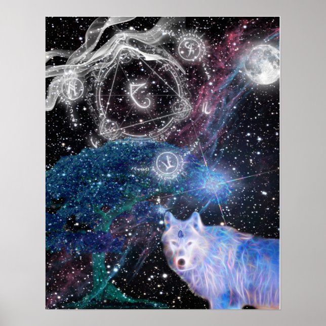 Uniquely Designed Surreal Wolf Art Poster (Front)