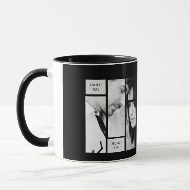 Uniquely Modern Photo Mug with Text Pink Black (Left)