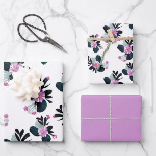 Uniquely purple flowers wrapping paper sheets