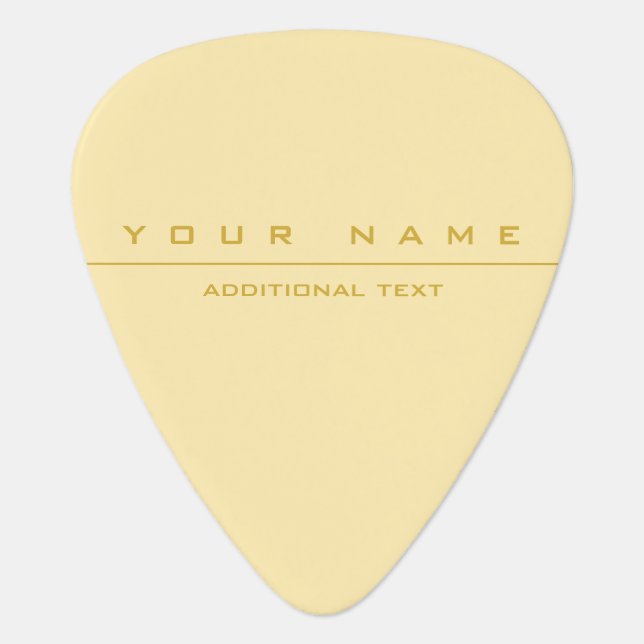 Uniquely Styled Gold & Almond Guitar Pick (Front)