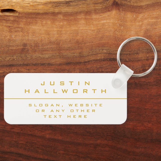 Uniquely Styled White & Gold Keychain (Front)