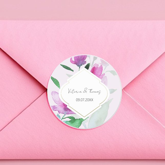 Uniqueness Of Lilac Watercolor Art Flowers Classic Round Sticker (Creator Uploaded)