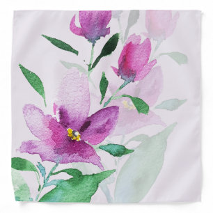 Uniqueness Of Violet Watercolor Art Flowers Bandana