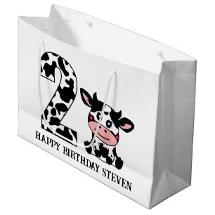 unisex 2nd kids Birthday farm cow Large Gift Bag