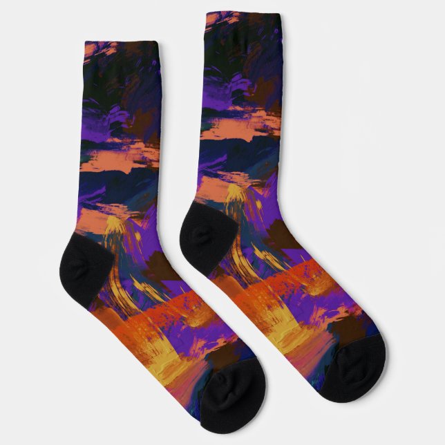 Unisex Abstract Canvas Painting Crew Sock (Right)