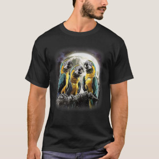 Unisex Adult Black Small Short Sleeve Funny Parrot T-Shirt