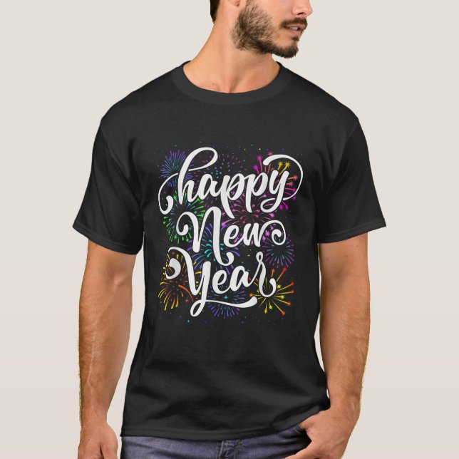 Unisex Adults Kids Family Matching Fireworks New Y T-Shirt (Front)