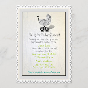 Unisex Alphabet Baby Carriage Shower Invites