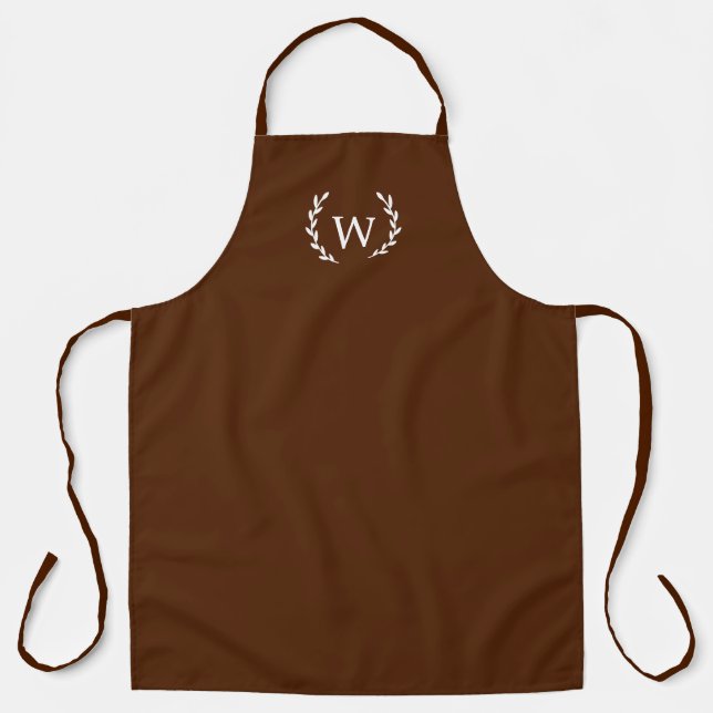 Unisex Apron with Monogram, Dark Brown, Rustic | Zazzle
