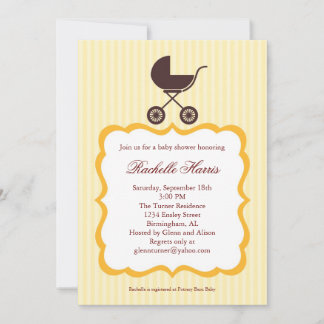 Unisex Baby Shower Invitation with Stroller