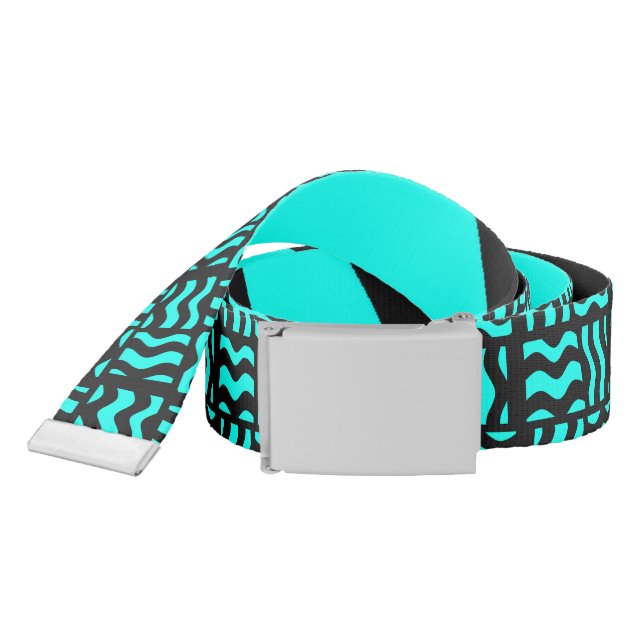 Unisex Belt With Turquoise and Black Pattern (Snake)