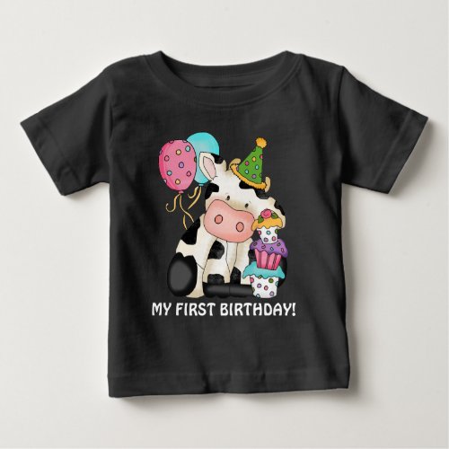 Unisex Birthday cow First Birthday t_shirt