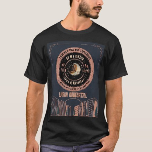Unisex Black Tshirt with urban vintage vibe