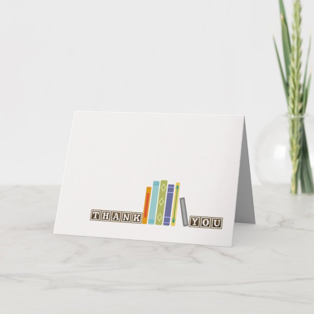 Unisex Book-Themed Thank You Card (Blank Inside) (Front)