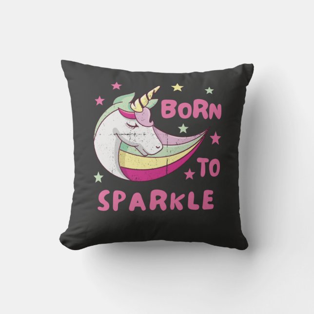 Unisex Born to Sparkle Throw Pillow (Front)