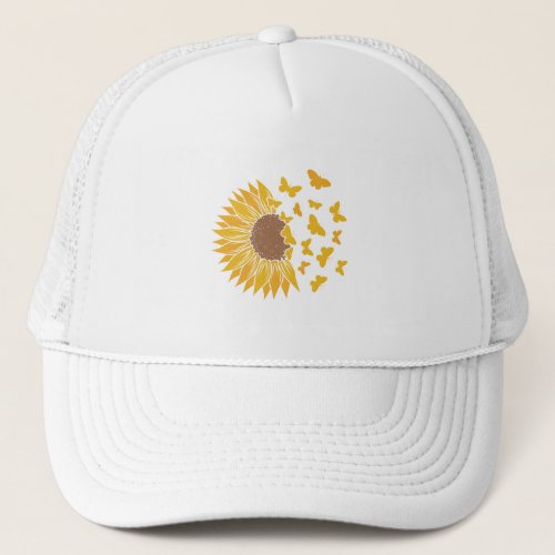 Unisex Cap  Sunflower Butterfly Pattern Design Hat