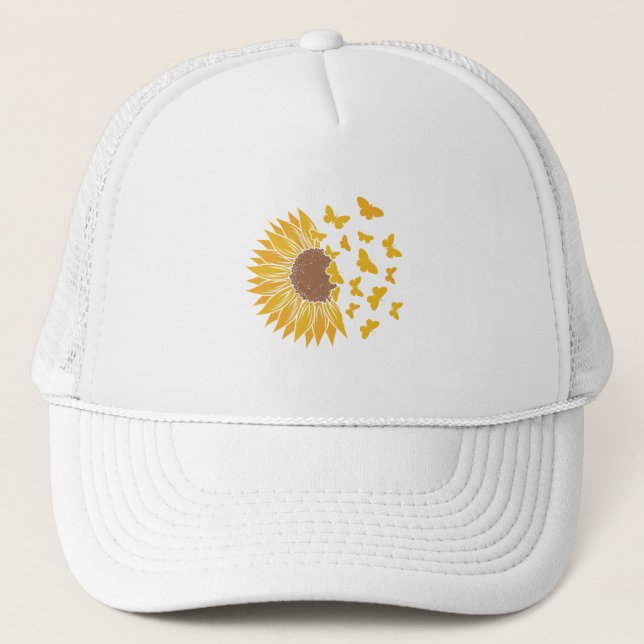Unisex Cap  Sunflower Butterfly Pattern Design Hat (Front)