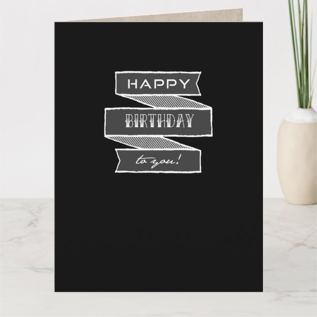 Unisex Chalk Typography Happy Birthday Tattoo Card (Front)