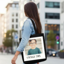 Unisex Custom Vintage Photo And Year tote bag
