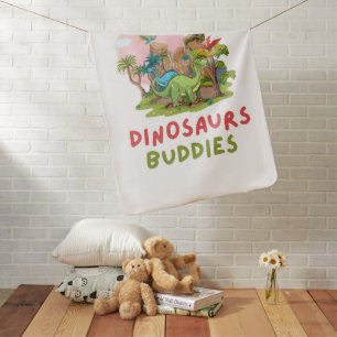 Unisex Dino Buddies Plush Baby Blanket