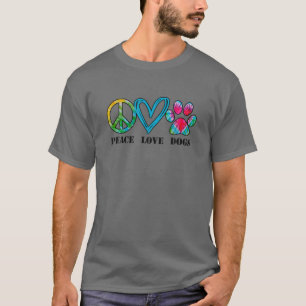 Unisex Dog Peace Love Dogs Tie Dye Dog Dad Dog Mom T-Shirt